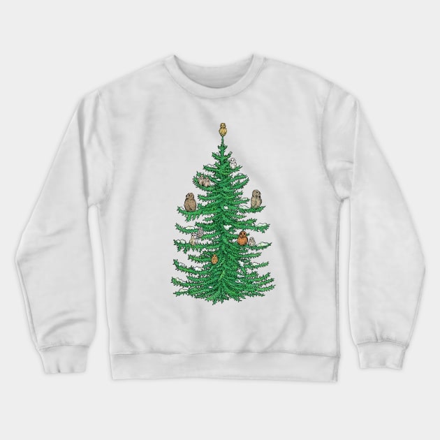 Christmas Fir Tree with Owls Crewneck Sweatshirt by eugeniahauss